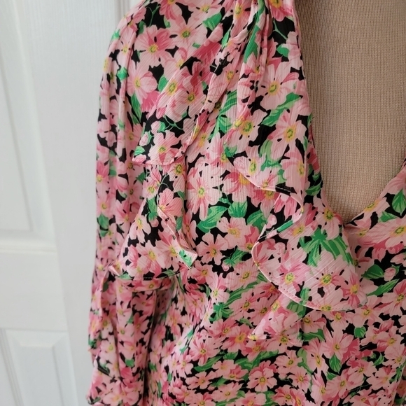 Zara Floral Long Sleeve Blouse M - Picture 4 of 11